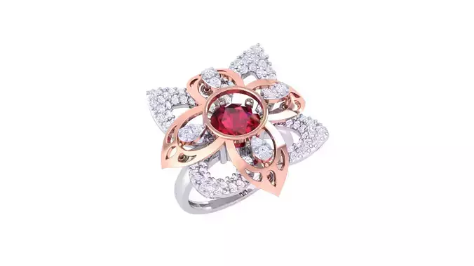 Women Fancy Stylish Flower Ring 3dm STL OBJ FBX Renders Details 3D print model