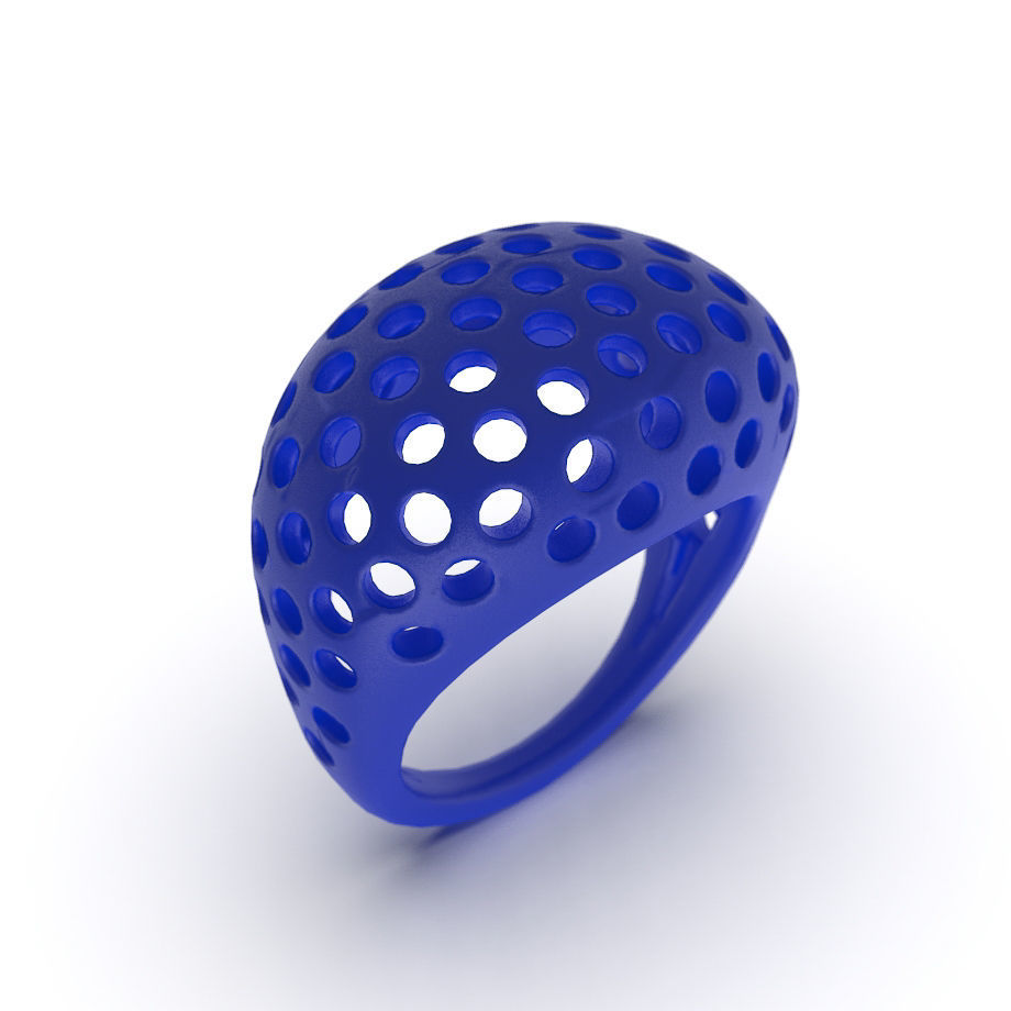 Domed holey ring 3D print model_2