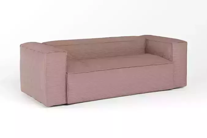 Kavehome canape blok 3 places velours cotele rose