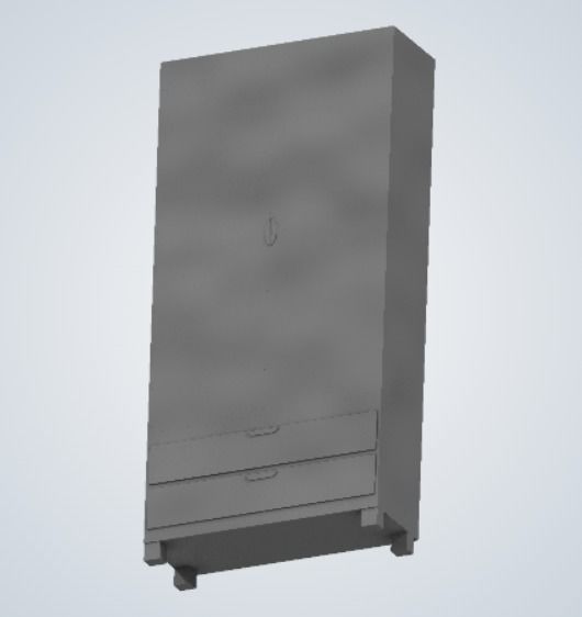 drawer cabinet with two drawers Free 3D model_1