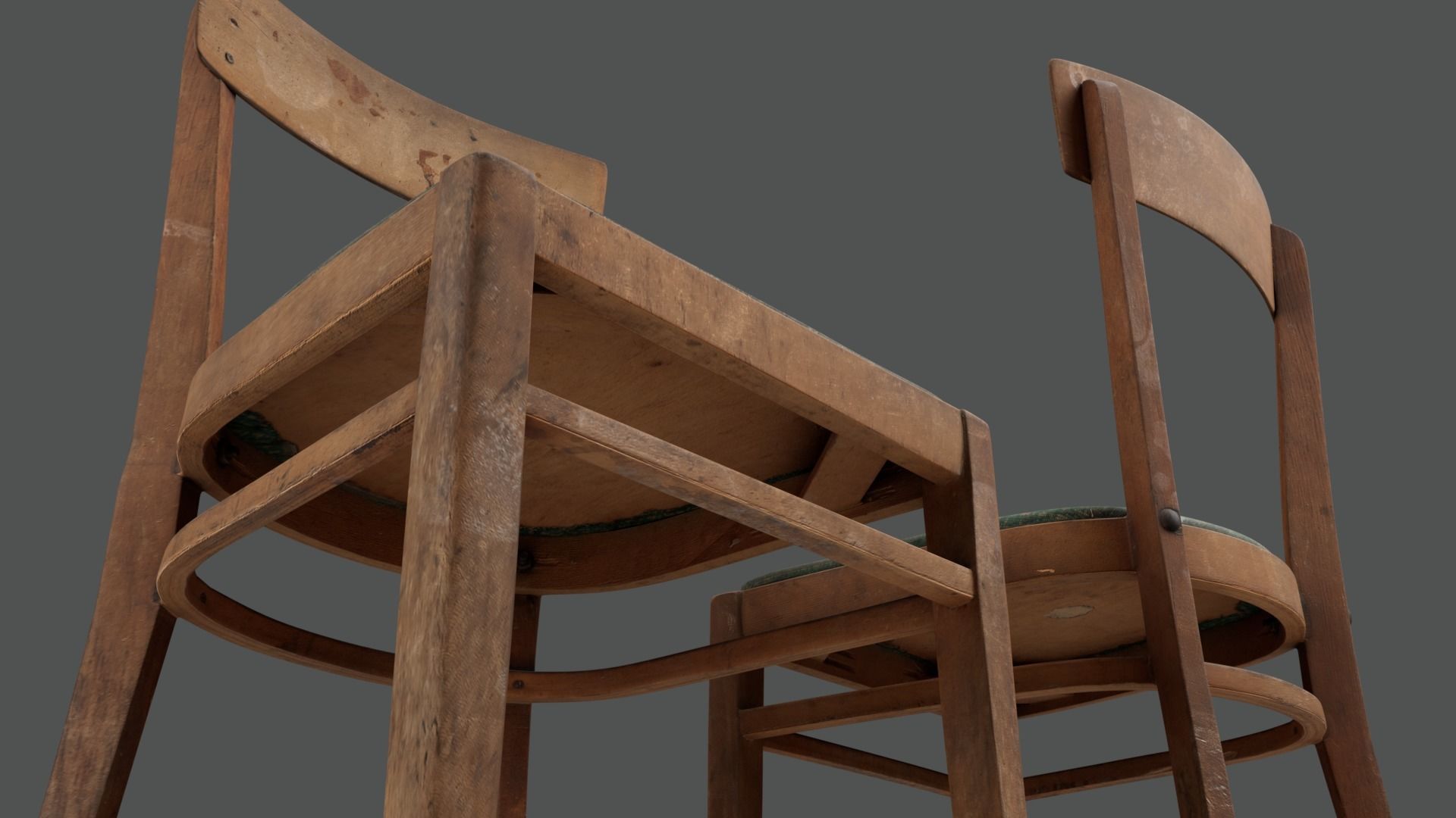 Old chair Low-poly 3D model_7