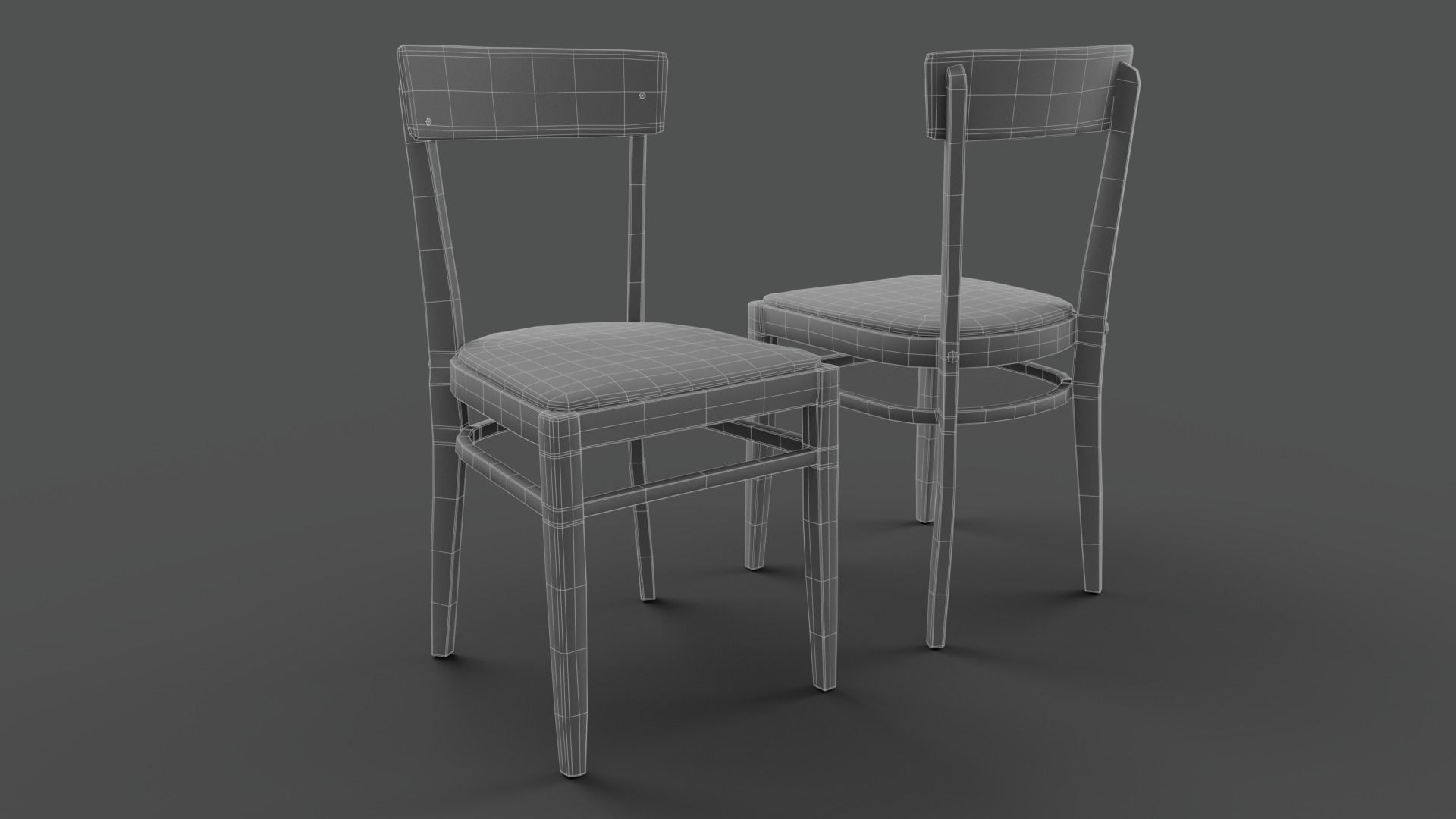 Old chair Low-poly 3D model_10