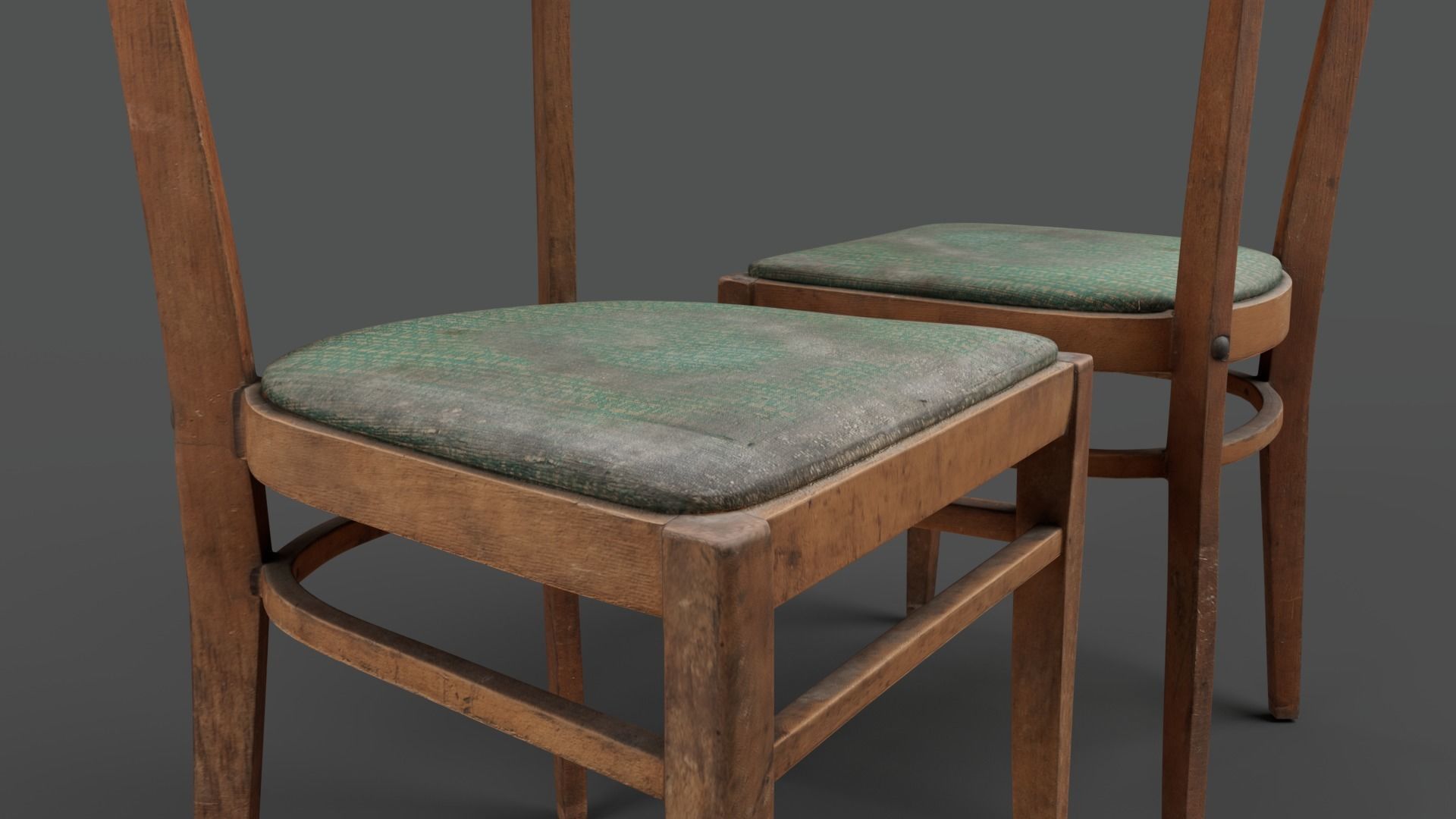 Old chair Low-poly 3D model_2