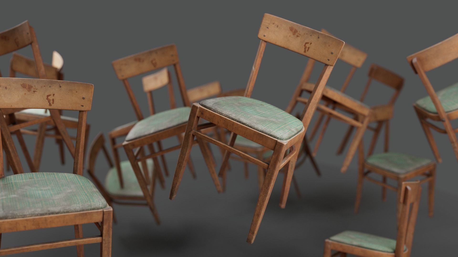 Old chair Low-poly 3D model_9