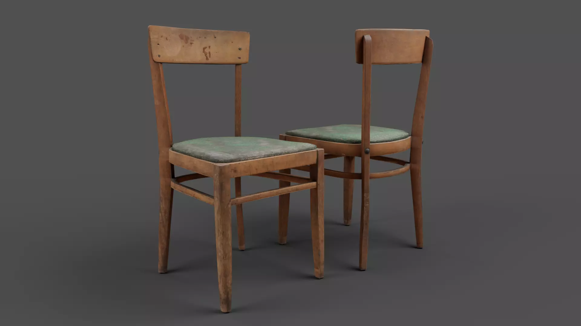 Old chair Low-poly 3D model_0