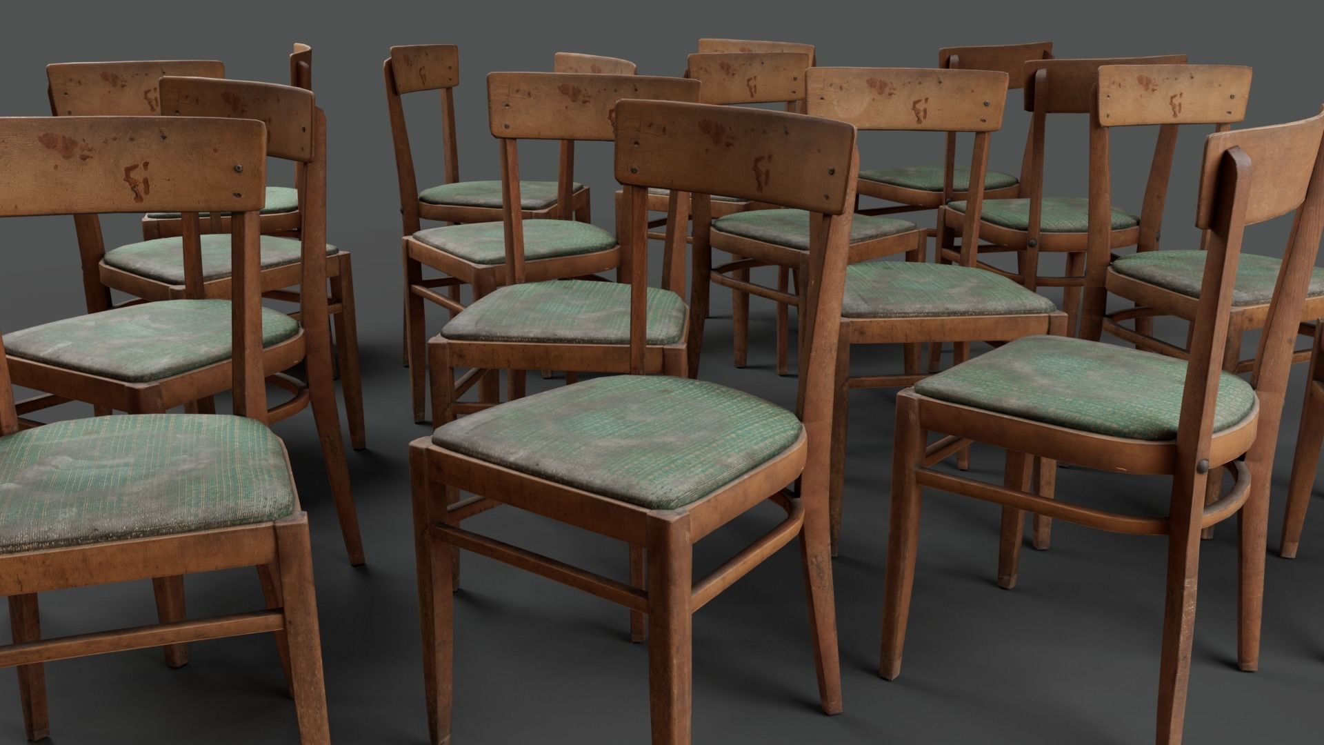 Old chair Low-poly 3D model_8