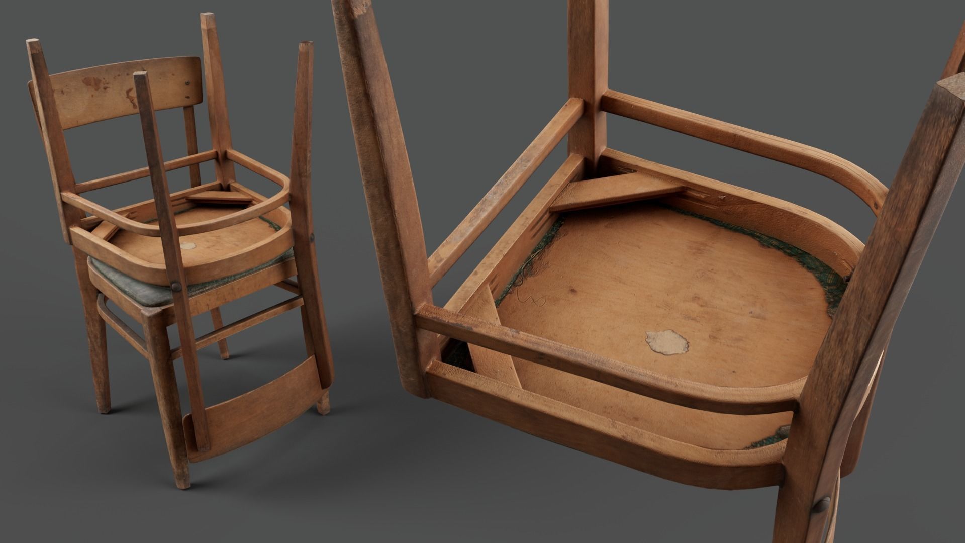 Old chair Low-poly 3D model_5
