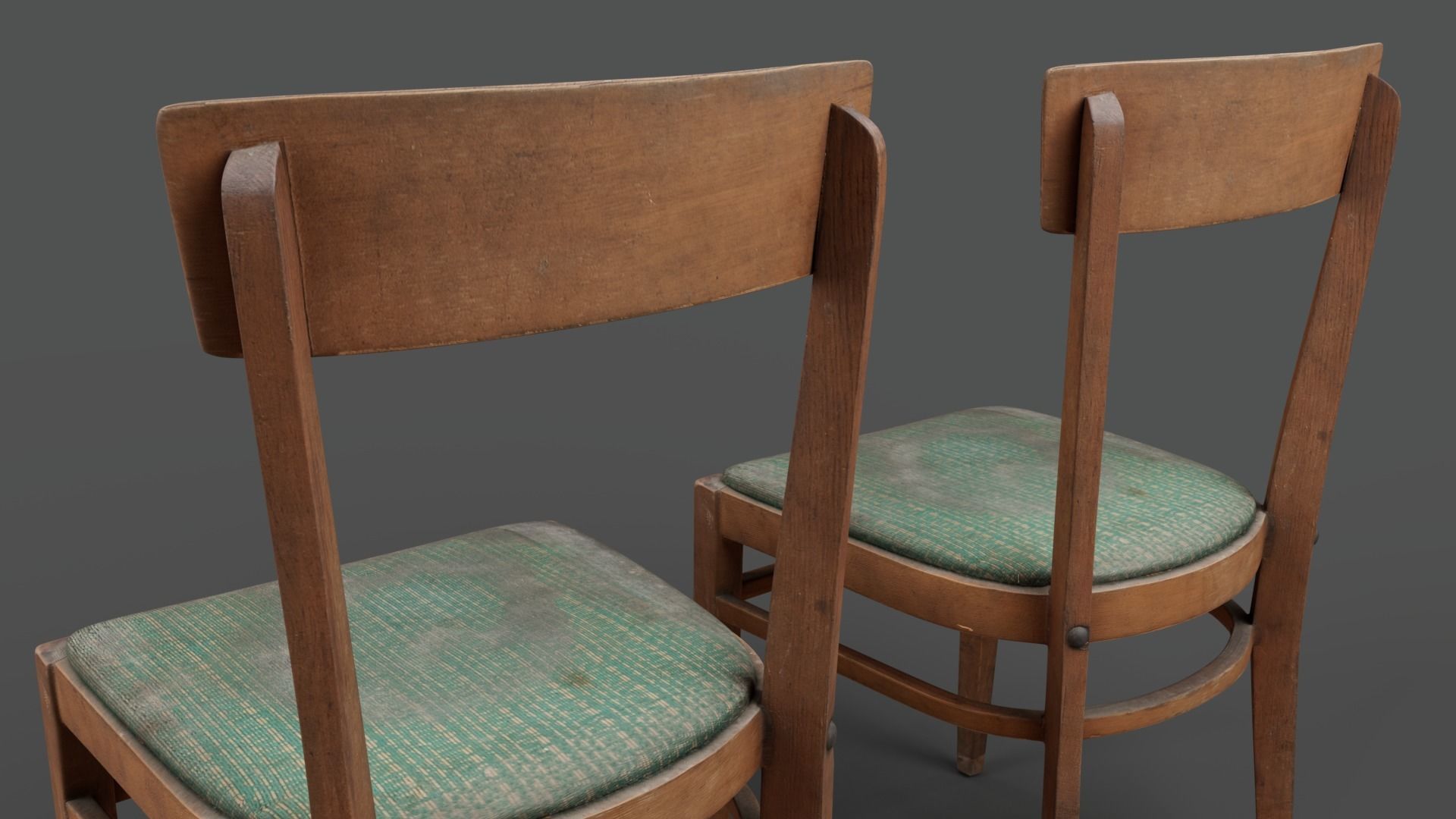 Old chair Low-poly 3D model_4