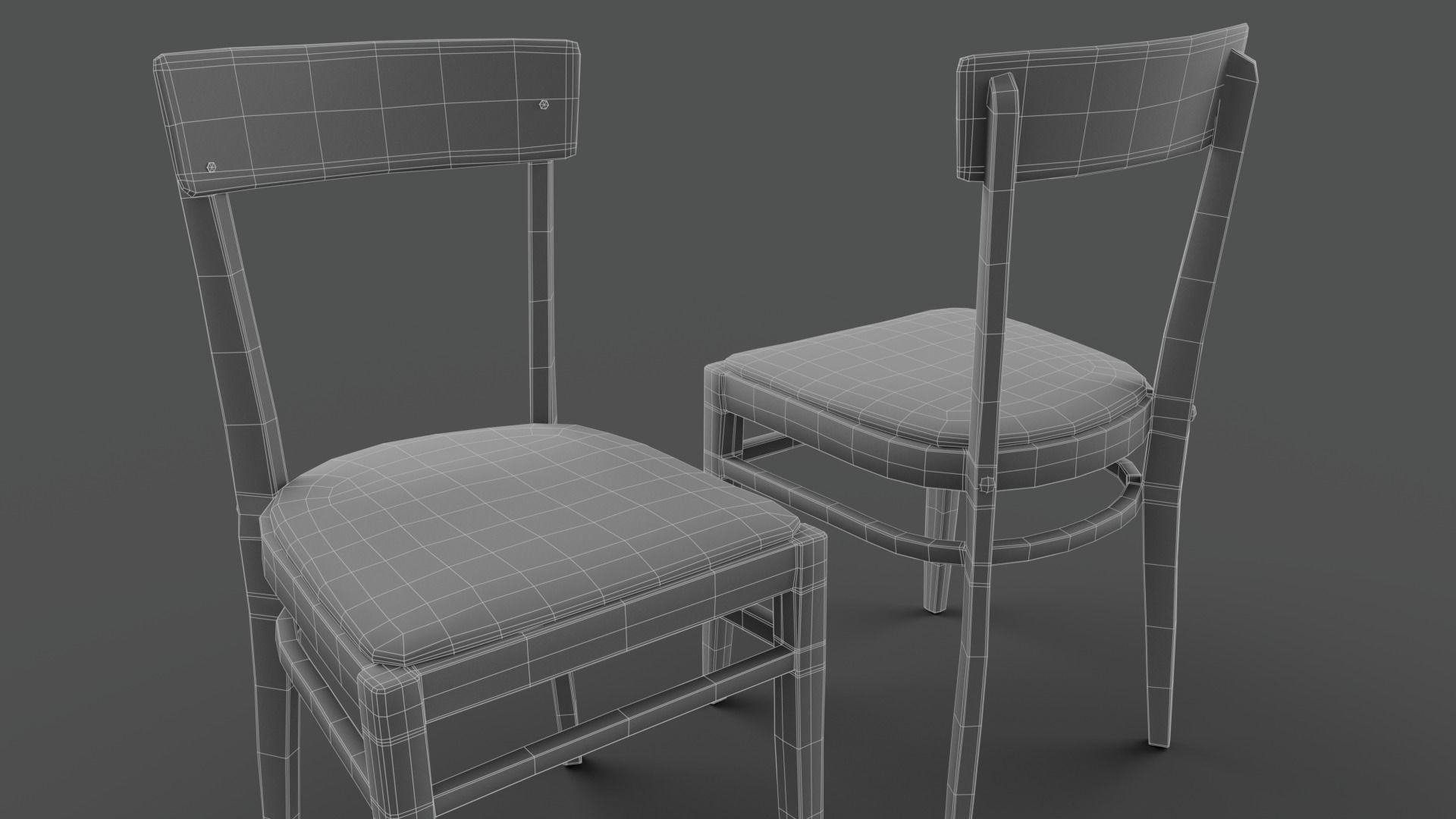 Old chair Low-poly 3D model_11