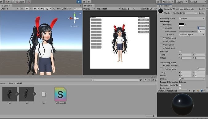 Hair 3D Model Zepeto Unity Prefab 43 Low-poly 3D model
