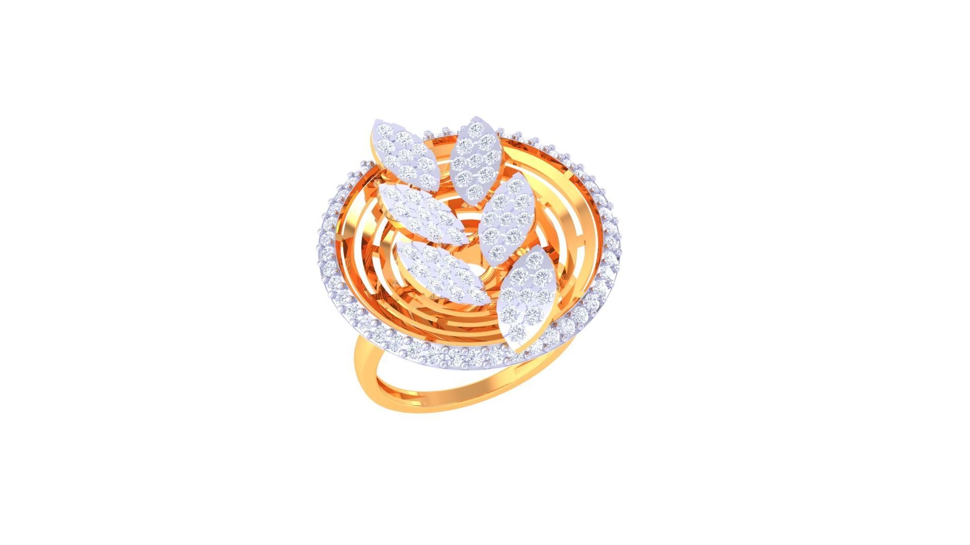 Women Fancy Stylish Flower Ring 3dm STL OBJ FBX Renders Details 3D print model_2