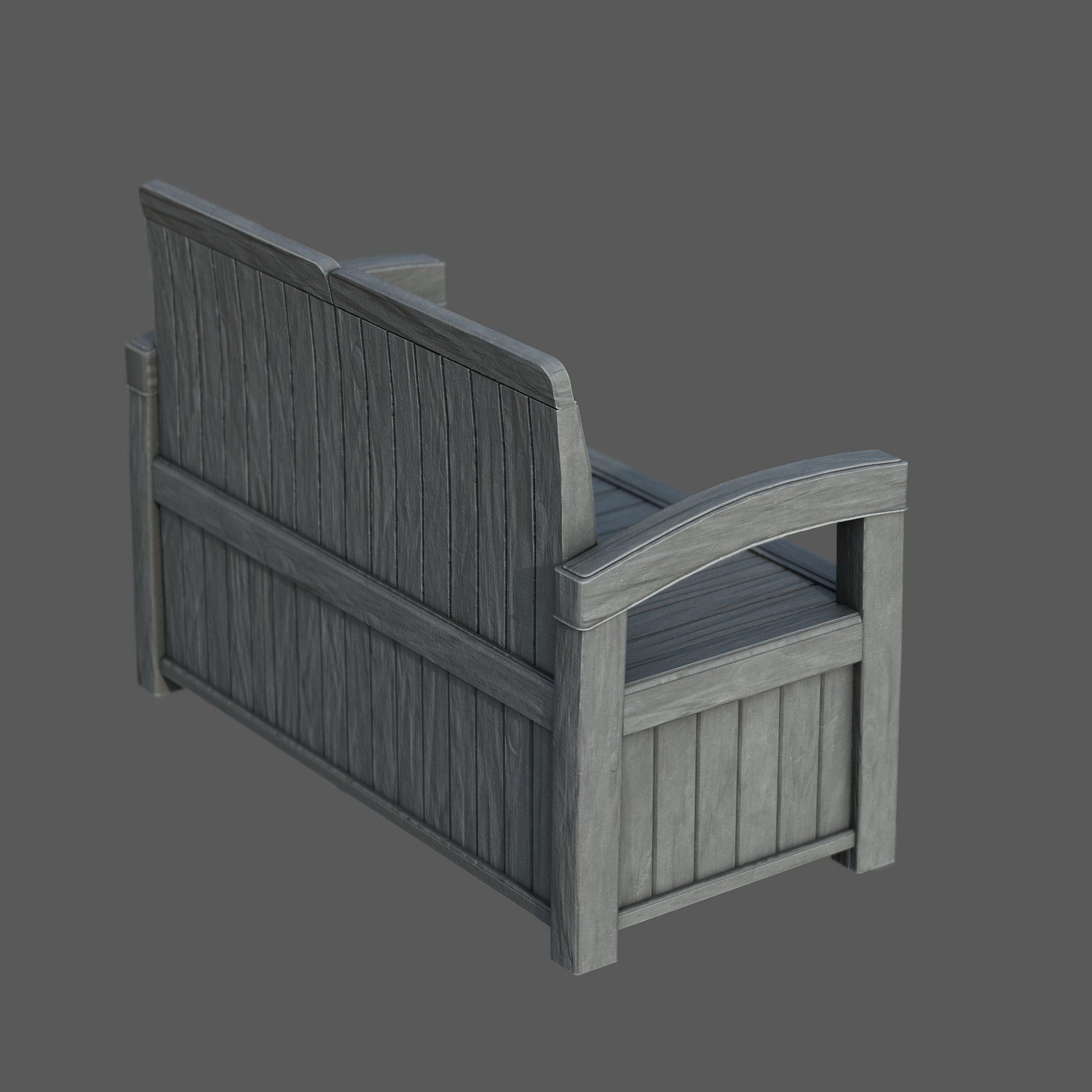 Garden Bench Low-poly 3D model_2
