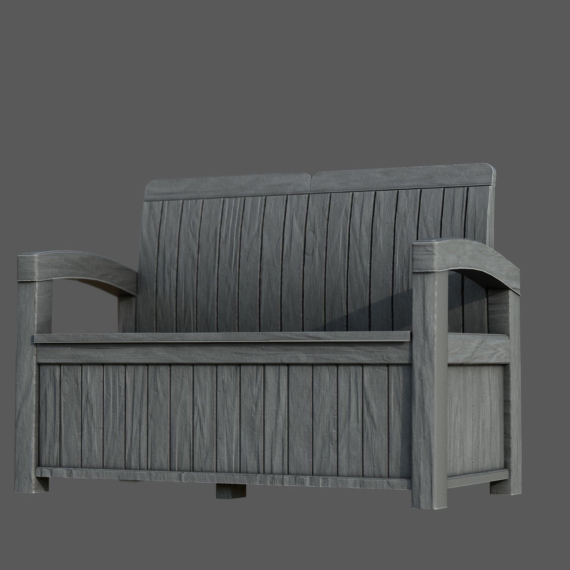 Garden Bench Low-poly 3D model_3