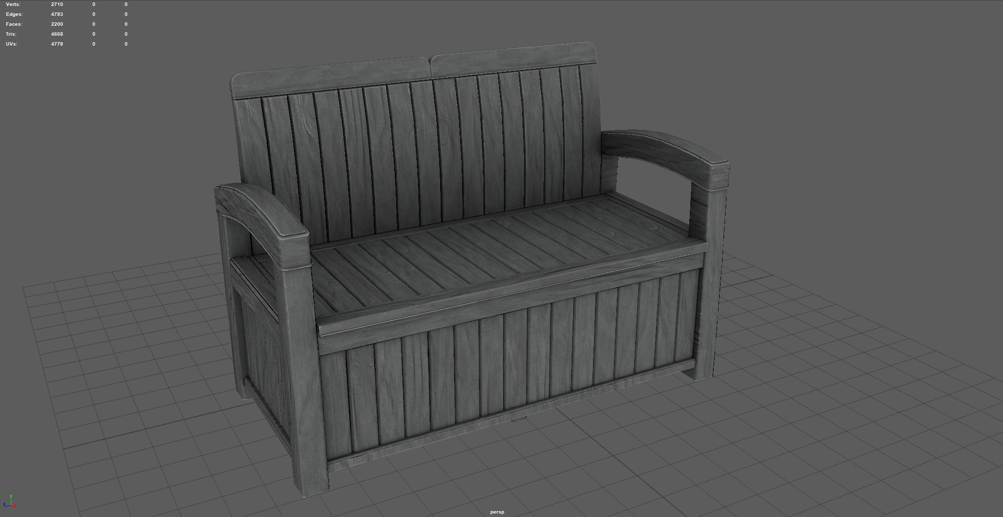 Garden Bench Low-poly 3D model_5