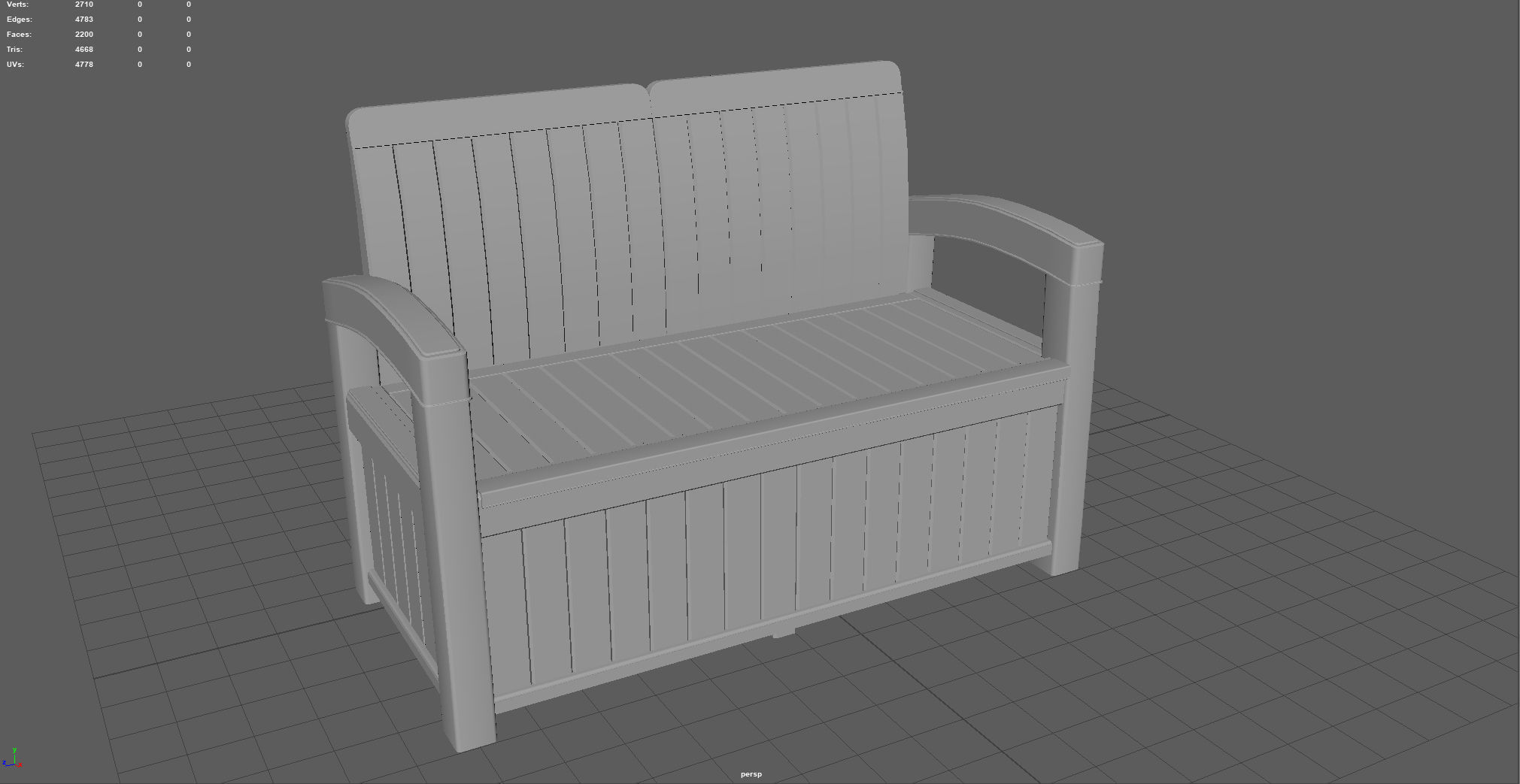 Garden Bench Low-poly 3D model_6
