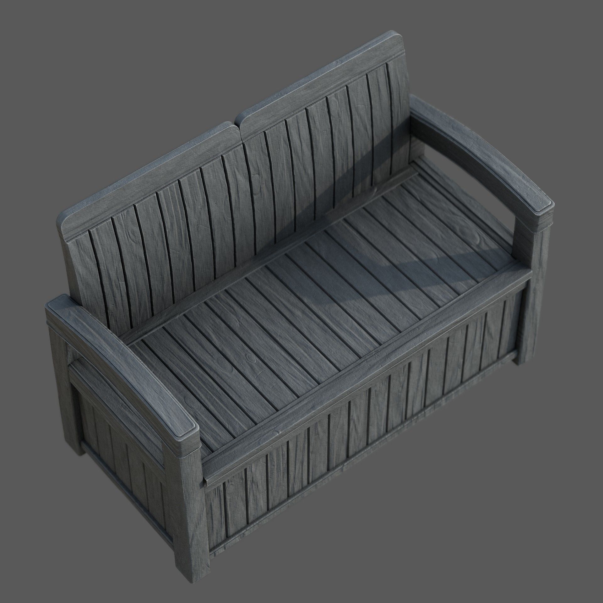 Garden Bench Low-poly 3D model_4