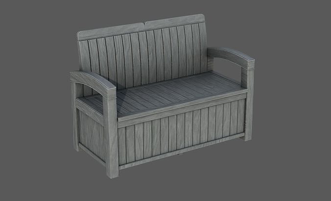 Garden Bench Low-poly 3D model