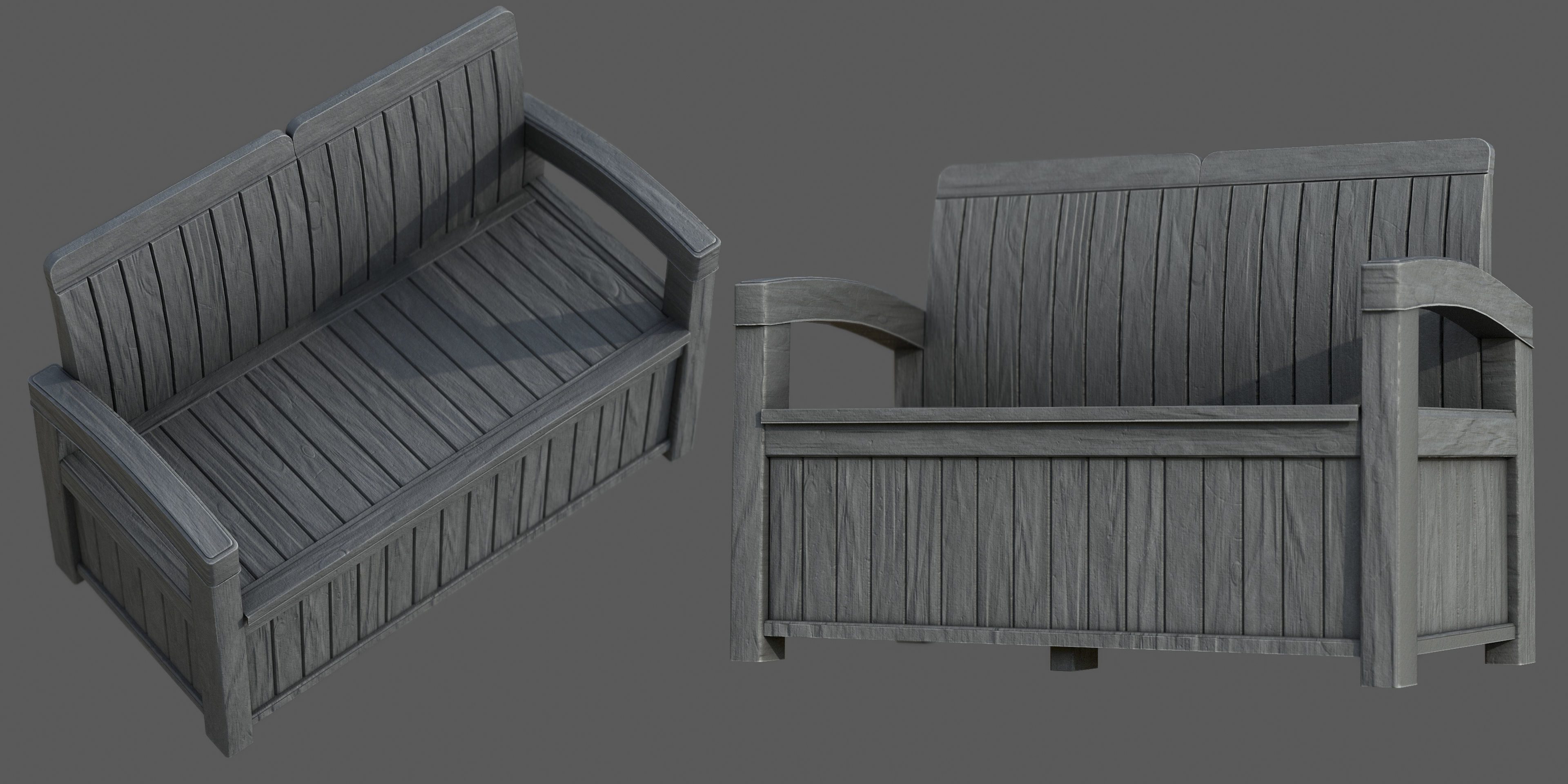 Garden Bench Low-poly 3D model_13
