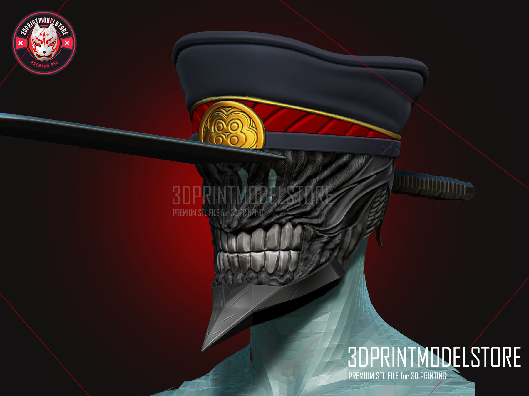 Chainsaw Man - Katana Man Cosplay Helmet  3D print model_1