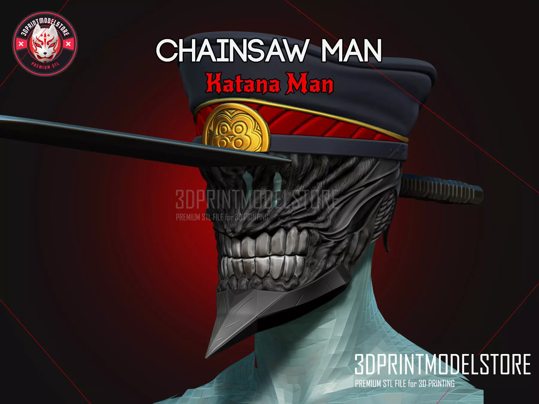 Chainsaw Man - Katana Man Cosplay Helmet  3D print model_0