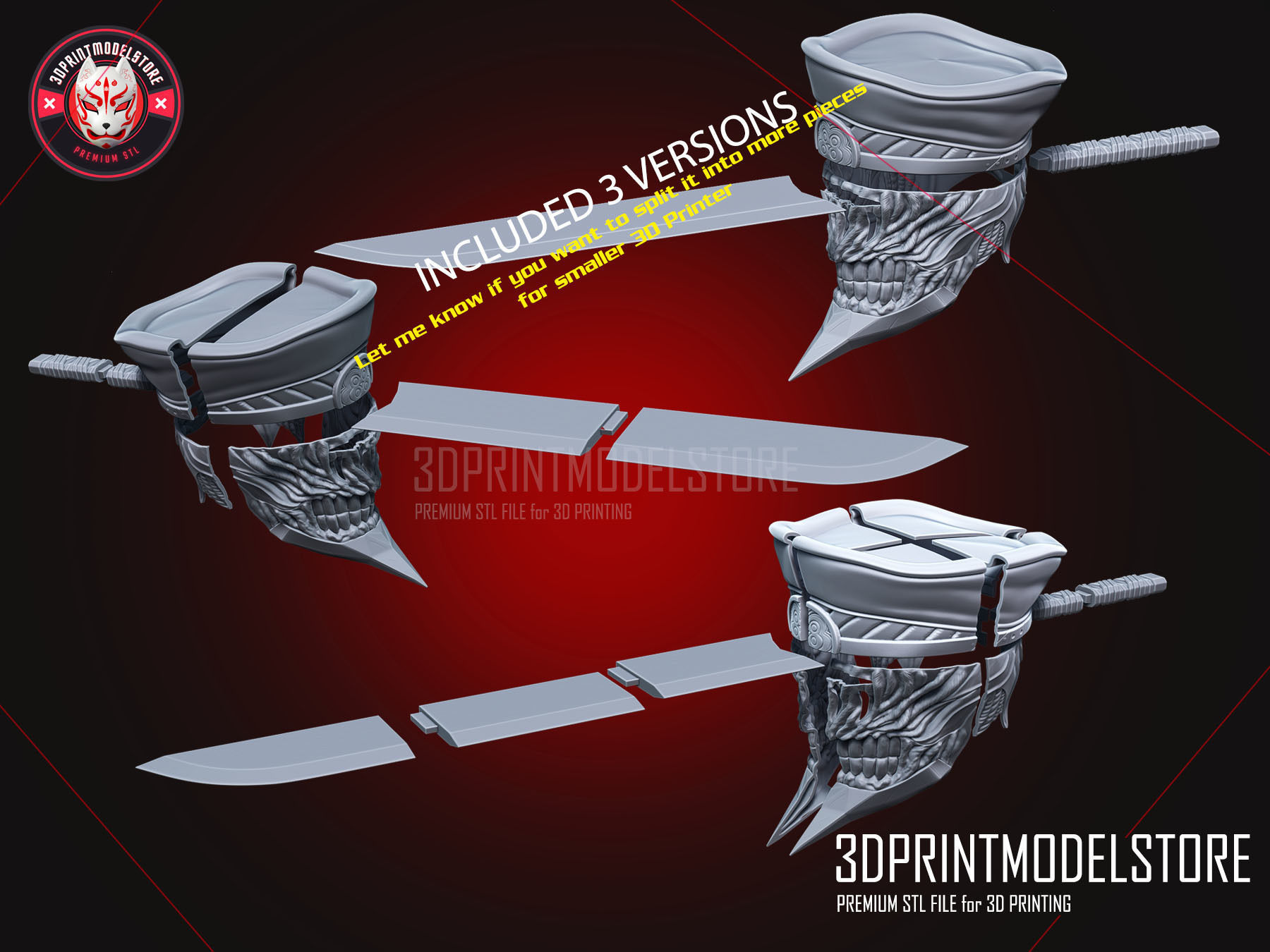 Chainsaw Man - Katana Man Cosplay Helmet  3D print model_10