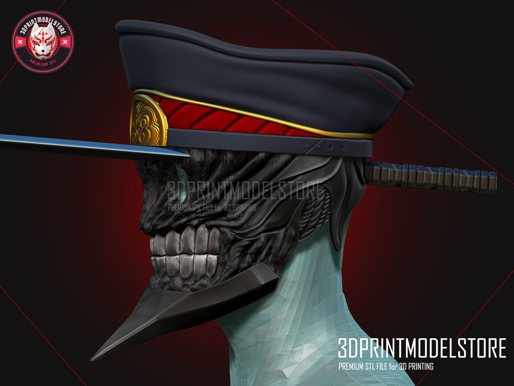 Chainsaw Man - Katana Man Cosplay Helmet  3D print model_2