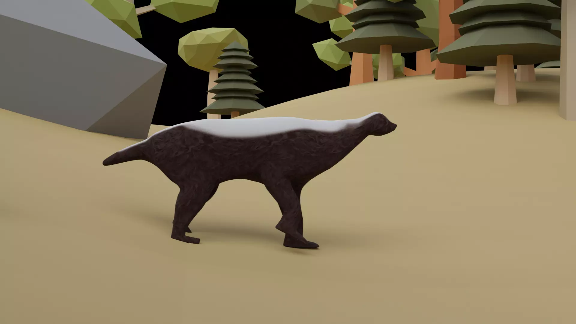 HoneyBadger 02 Low-poly 3D model