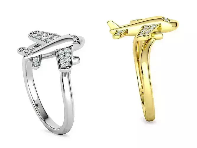 Traveler Ring Airplane Diamond Ring 3dprint model 3D print model