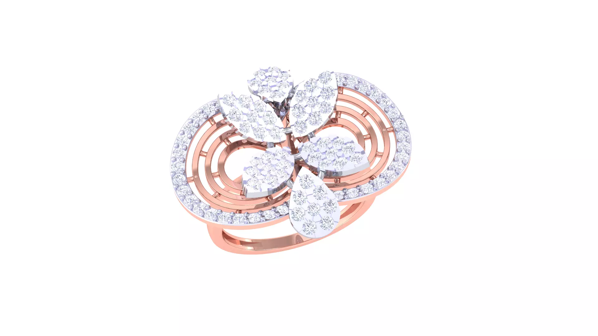 Women Fancy Stylish Flower Ring 3dm STL OBJ FBX Renders Details 3D print model_0