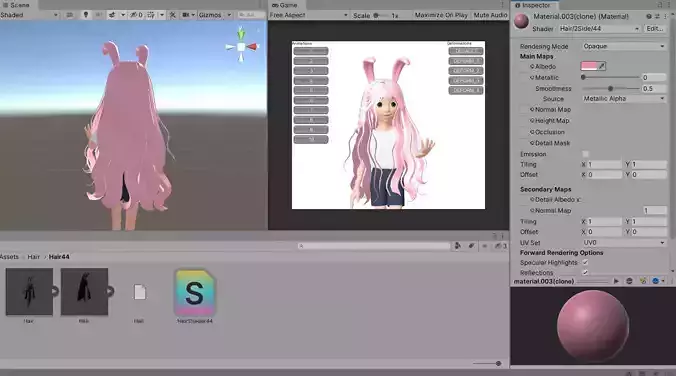 Hair with bunny ear unity prefab zepeto item Low-poly 3D model