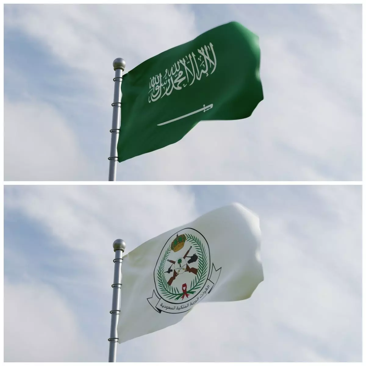 Animated Saudi Arabia Flags 3D model_0