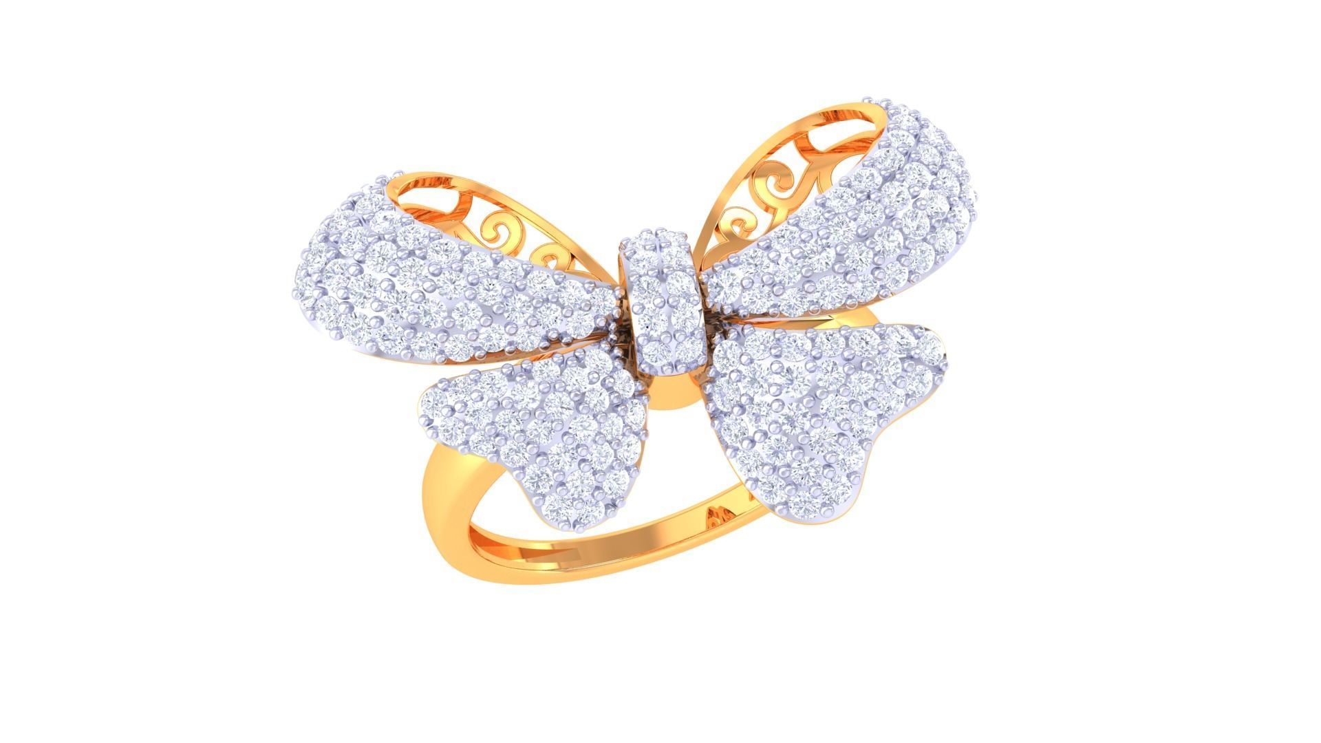 Butterflies Fancy Stylish Ring 3dm STL OBJ FBX Renders Details 3D print model_2