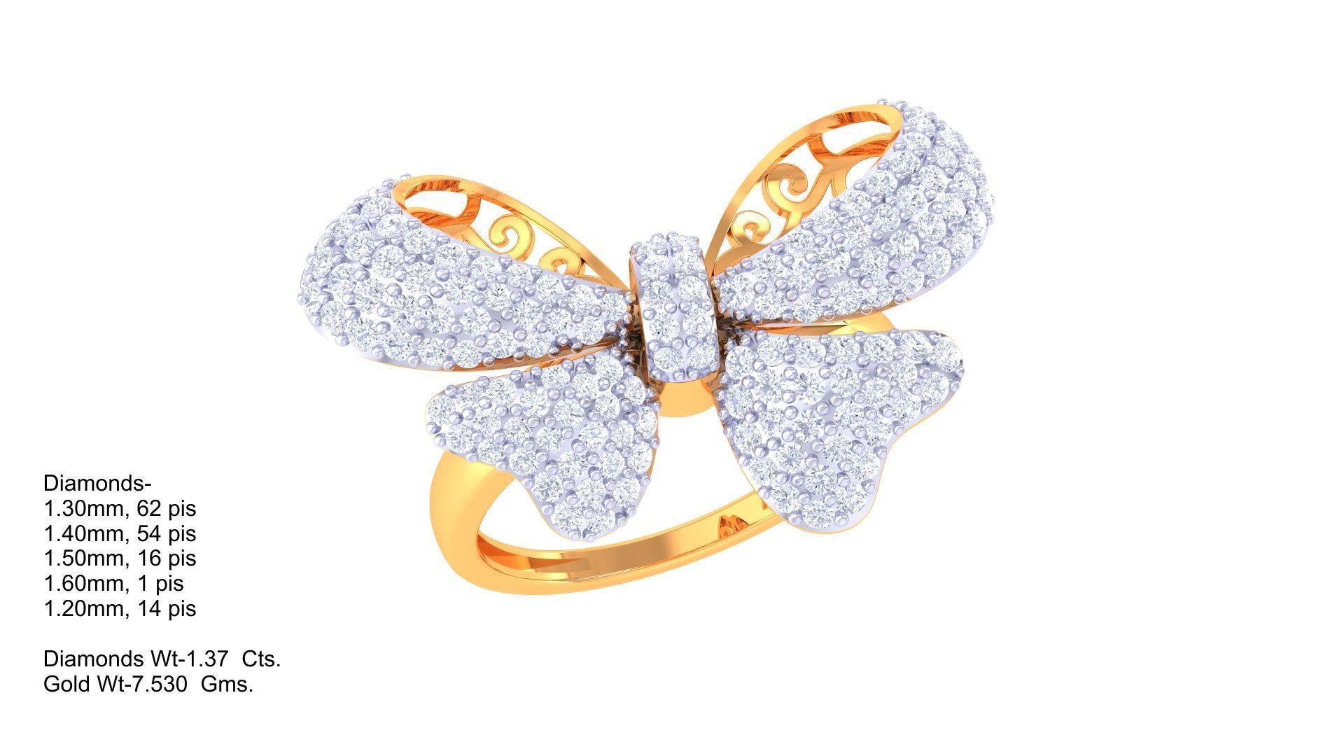 Butterflies Fancy Stylish Ring 3dm STL OBJ FBX Renders Details 3D print model_1