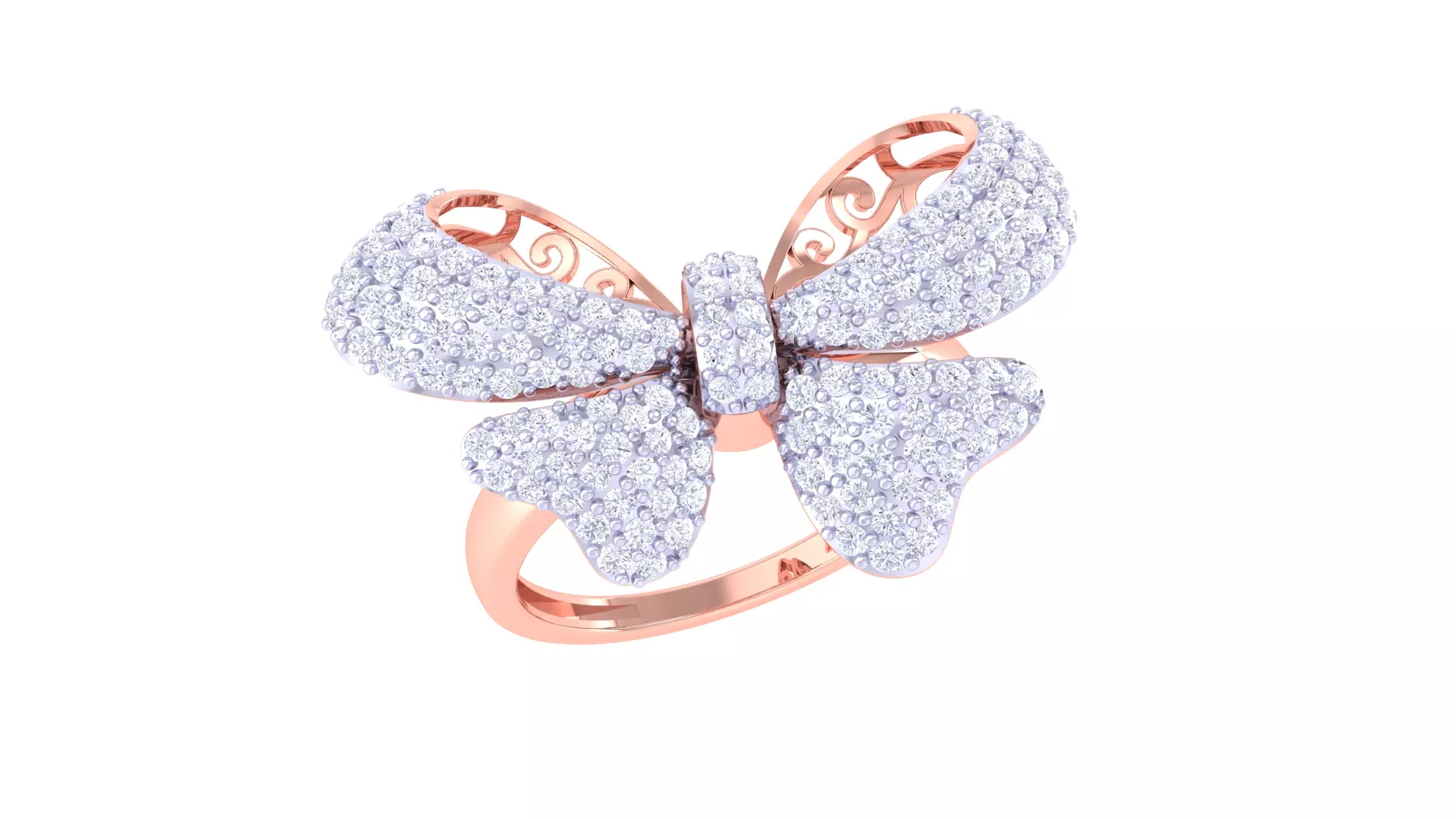 Butterflies Fancy Stylish Ring 3dm STL OBJ FBX Renders Details 3D print model_0