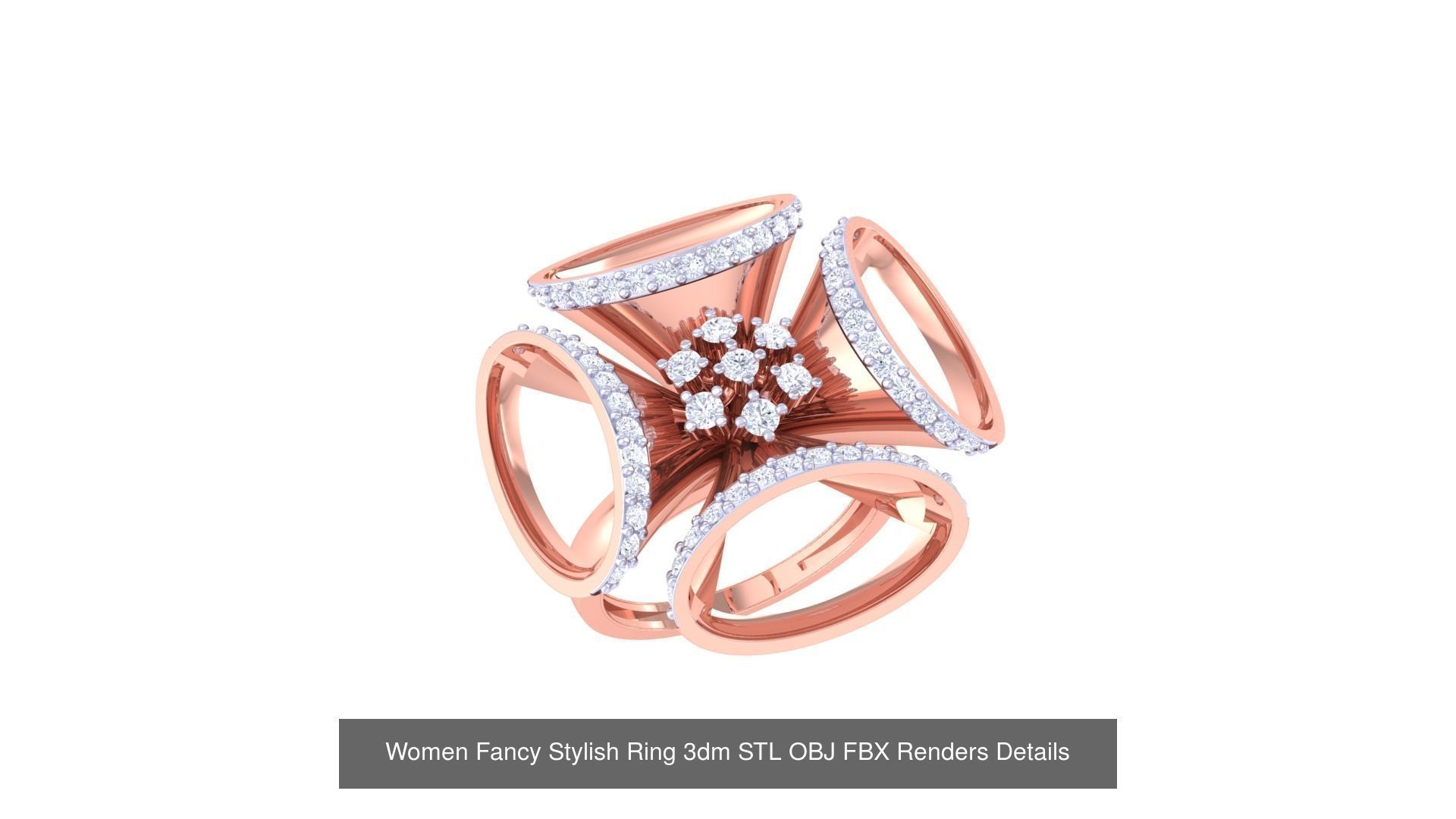 80 Fancy Stylish Ring 3dm STL OBJ FBX Renders Details Collection _45