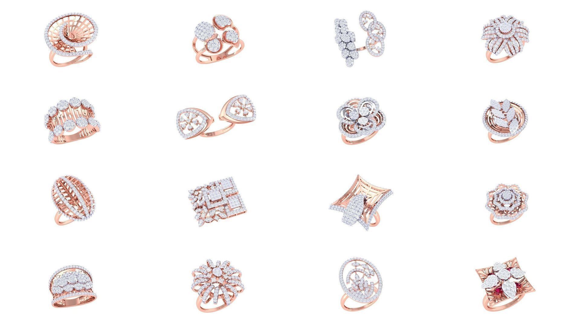 80 Fancy Stylish Ring 3dm STL OBJ FBX Renders Details Collection _5