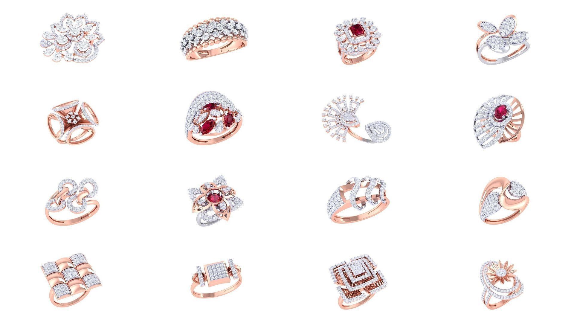 80 Fancy Stylish Ring 3dm STL OBJ FBX Renders Details Collection _3