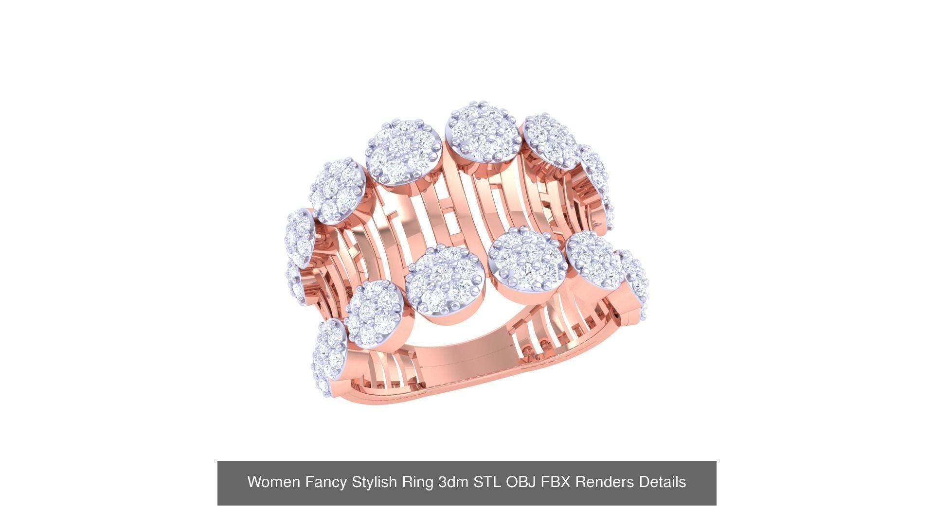 80 Fancy Stylish Ring 3dm STL OBJ FBX Renders Details Collection _61
