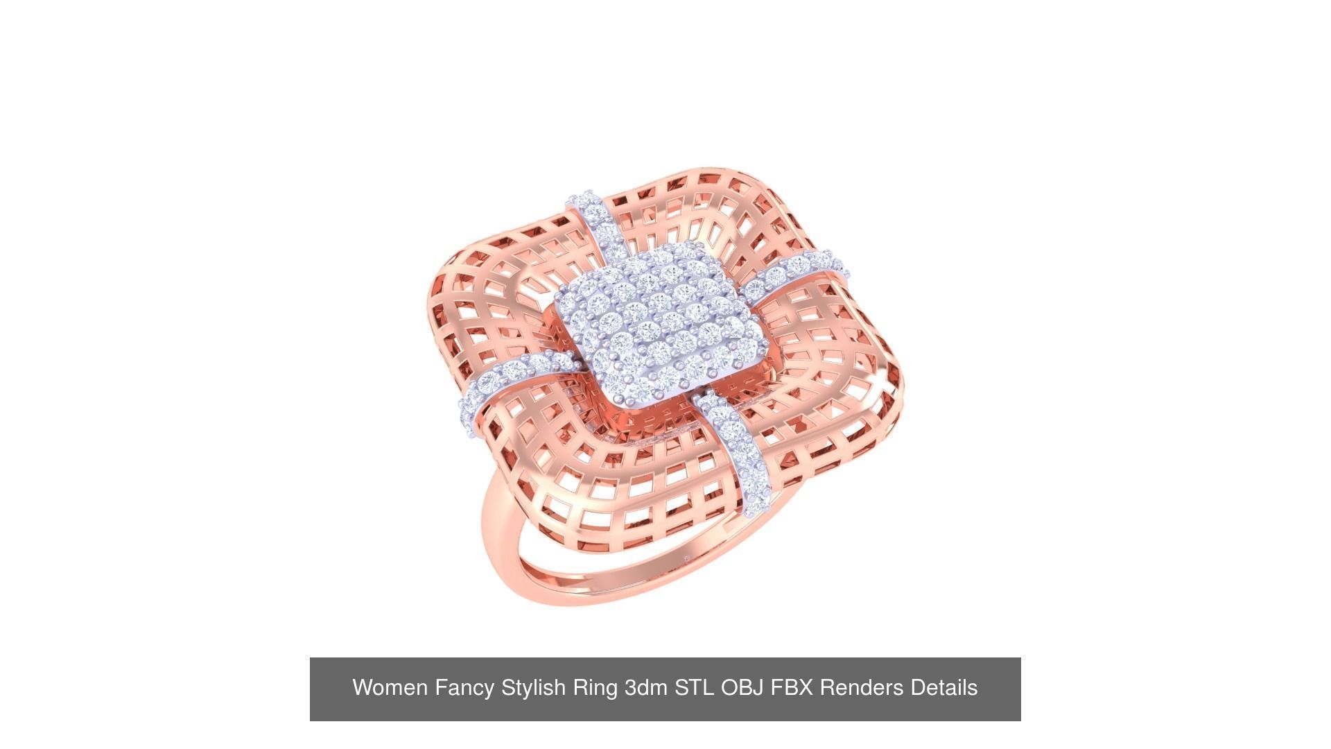 80 Fancy Stylish Ring 3dm STL OBJ FBX Renders Details Collection _86