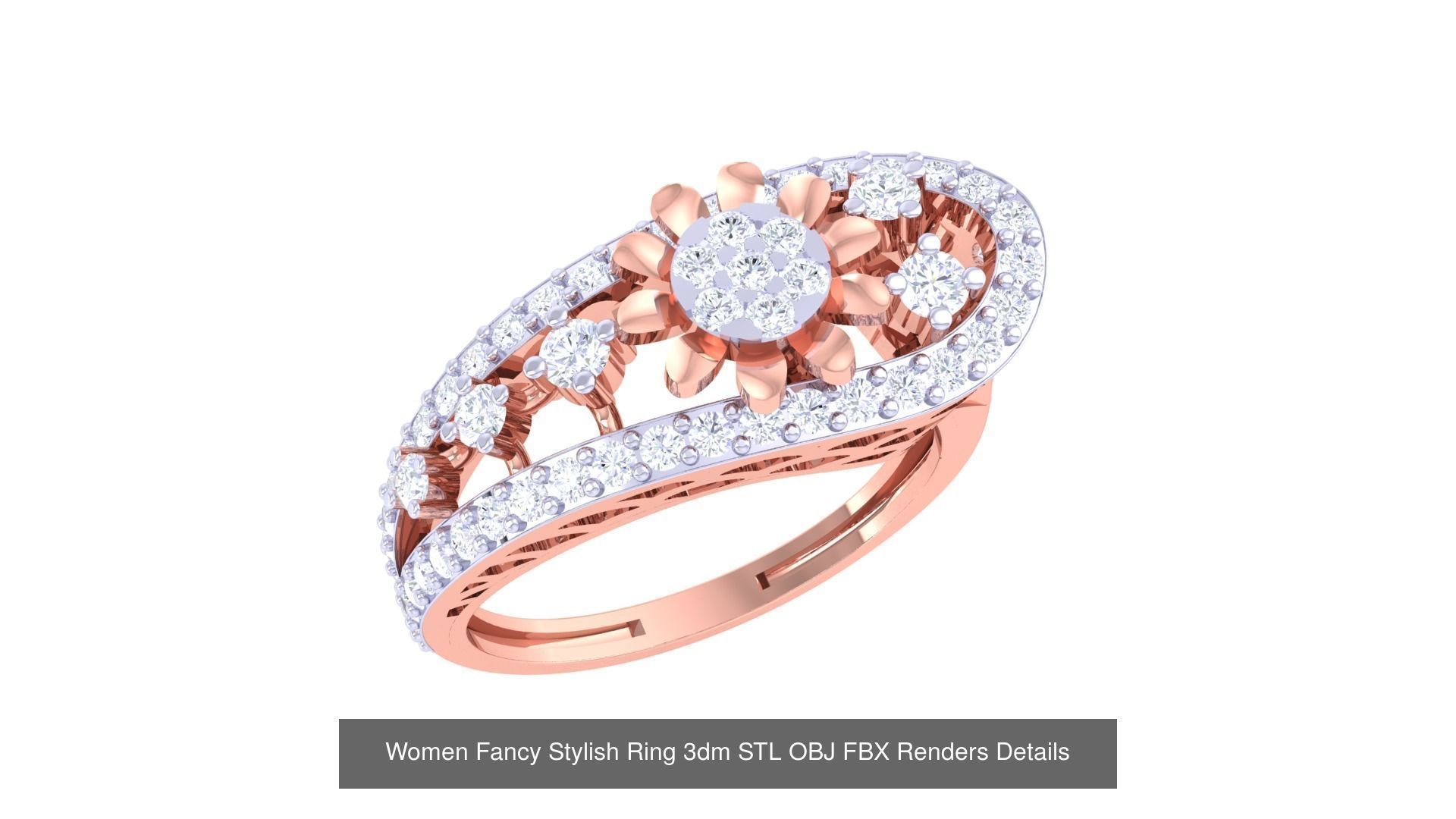 80 Fancy Stylish Ring 3dm STL OBJ FBX Renders Details Collection _15