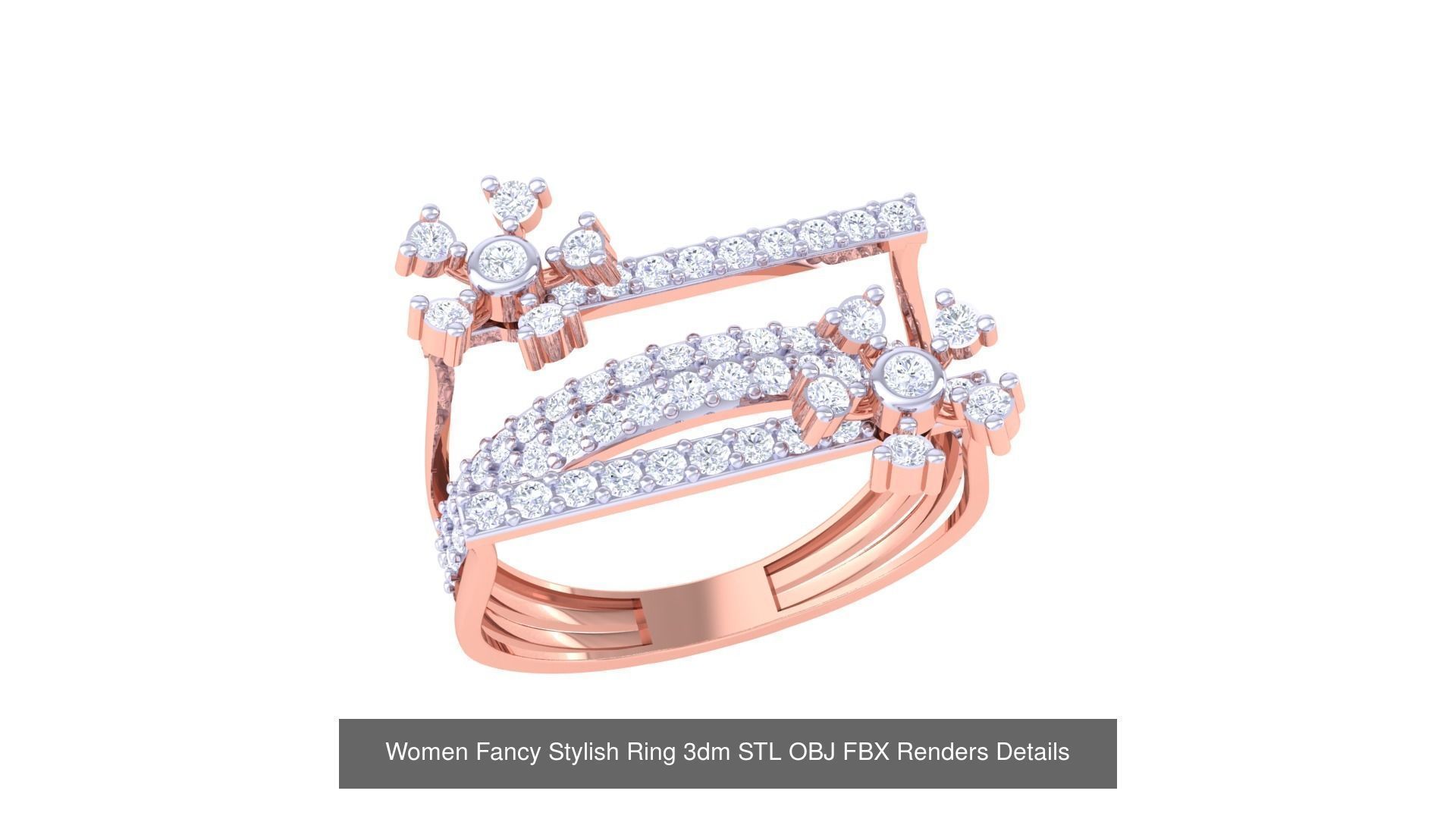 80 Fancy Stylish Ring 3dm STL OBJ FBX Renders Details Collection _80