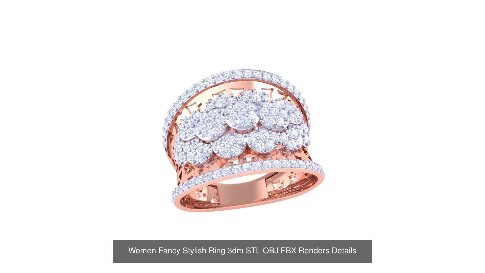 80 Fancy Stylish Ring 3dm STL OBJ FBX Renders Details Collection _69