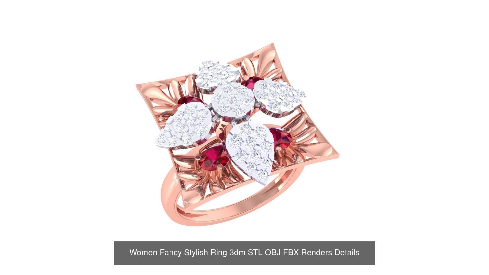 80 Fancy Stylish Ring 3dm STL OBJ FBX Renders Details Collection _72