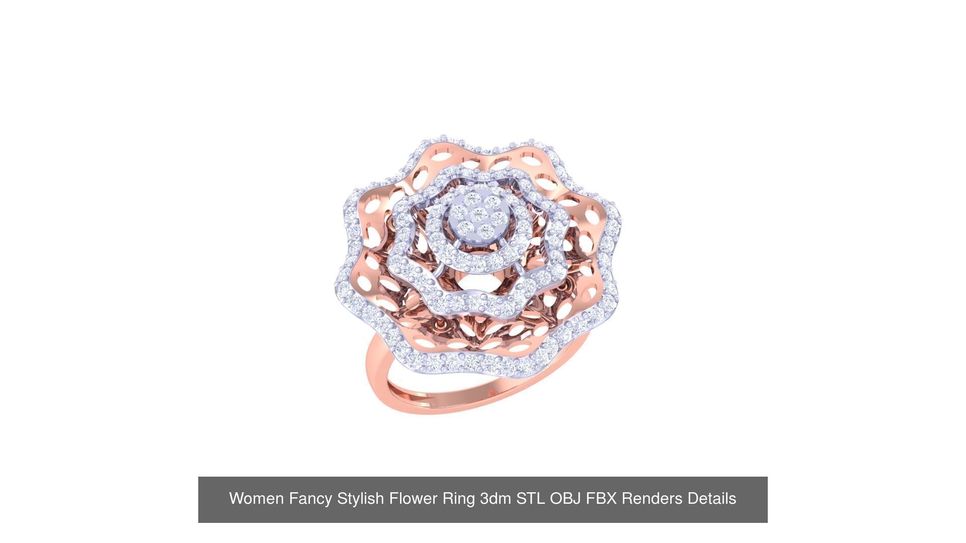 80 Fancy Stylish Ring 3dm STL OBJ FBX Renders Details Collection _68