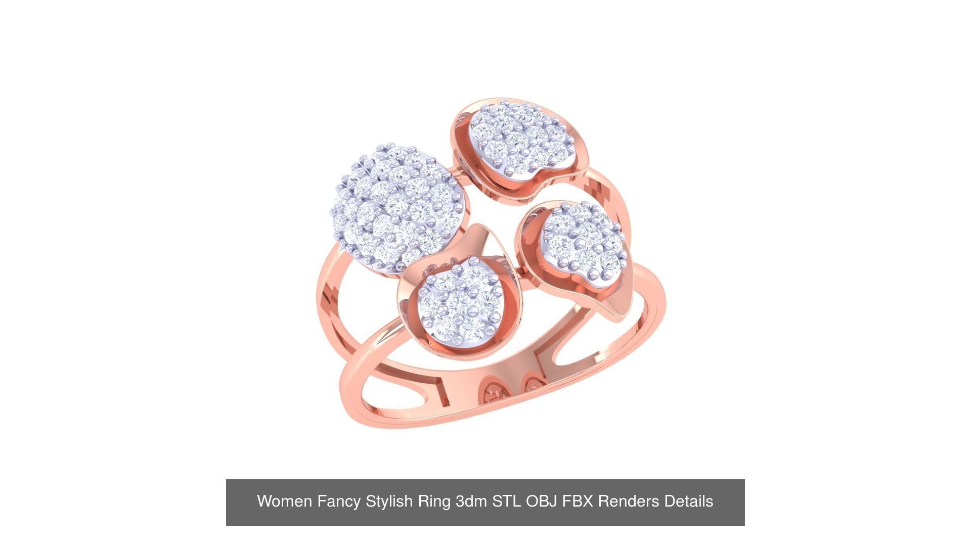 80 Fancy Stylish Ring 3dm STL OBJ FBX Renders Details Collection _58