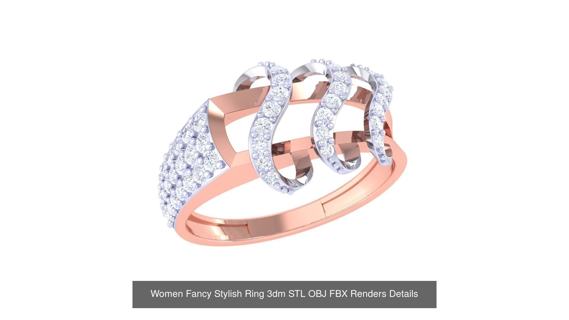 80 Fancy Stylish Ring 3dm STL OBJ FBX Renders Details Collection _51