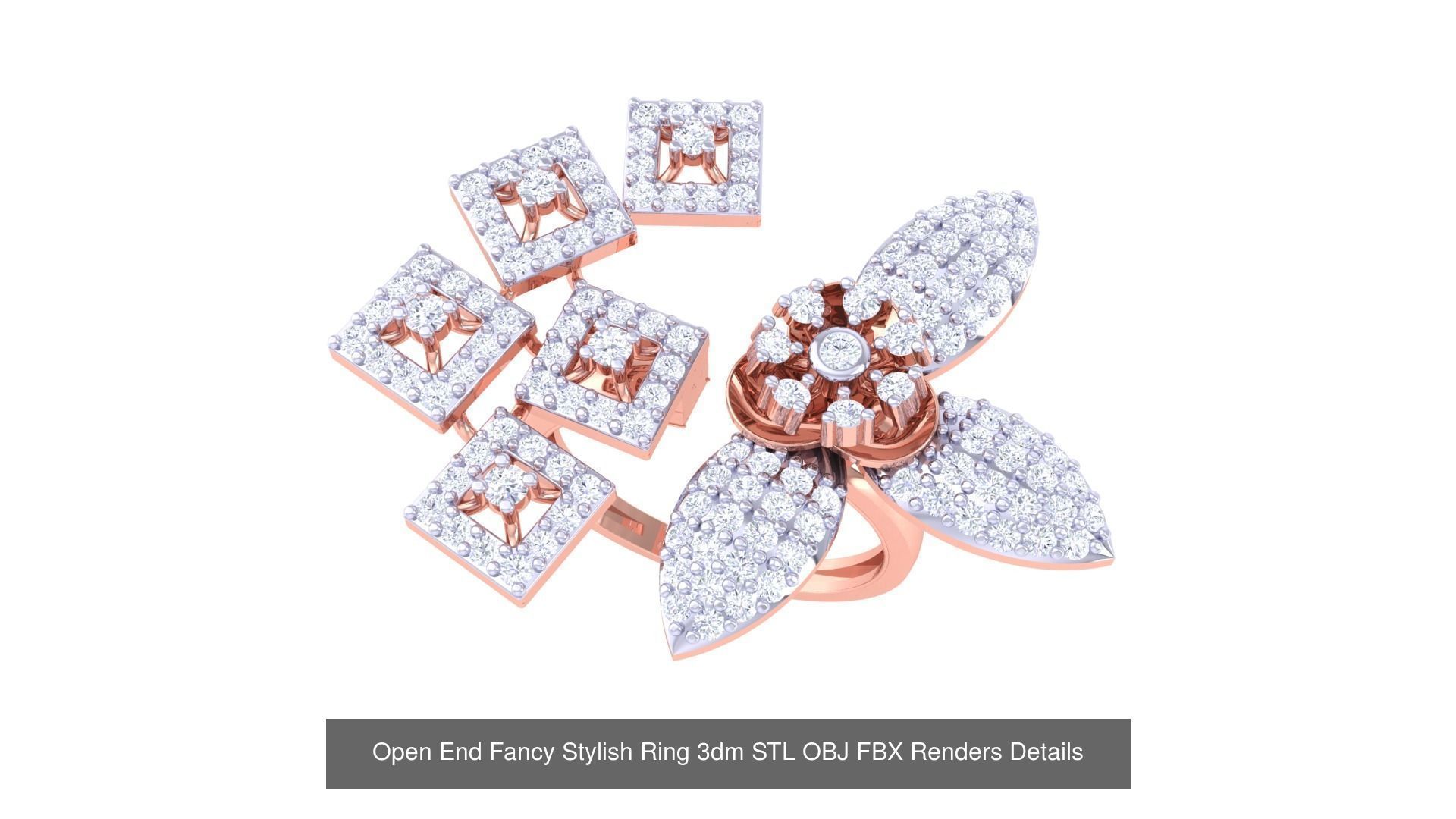 80 Fancy Stylish Ring 3dm STL OBJ FBX Renders Details Collection _76