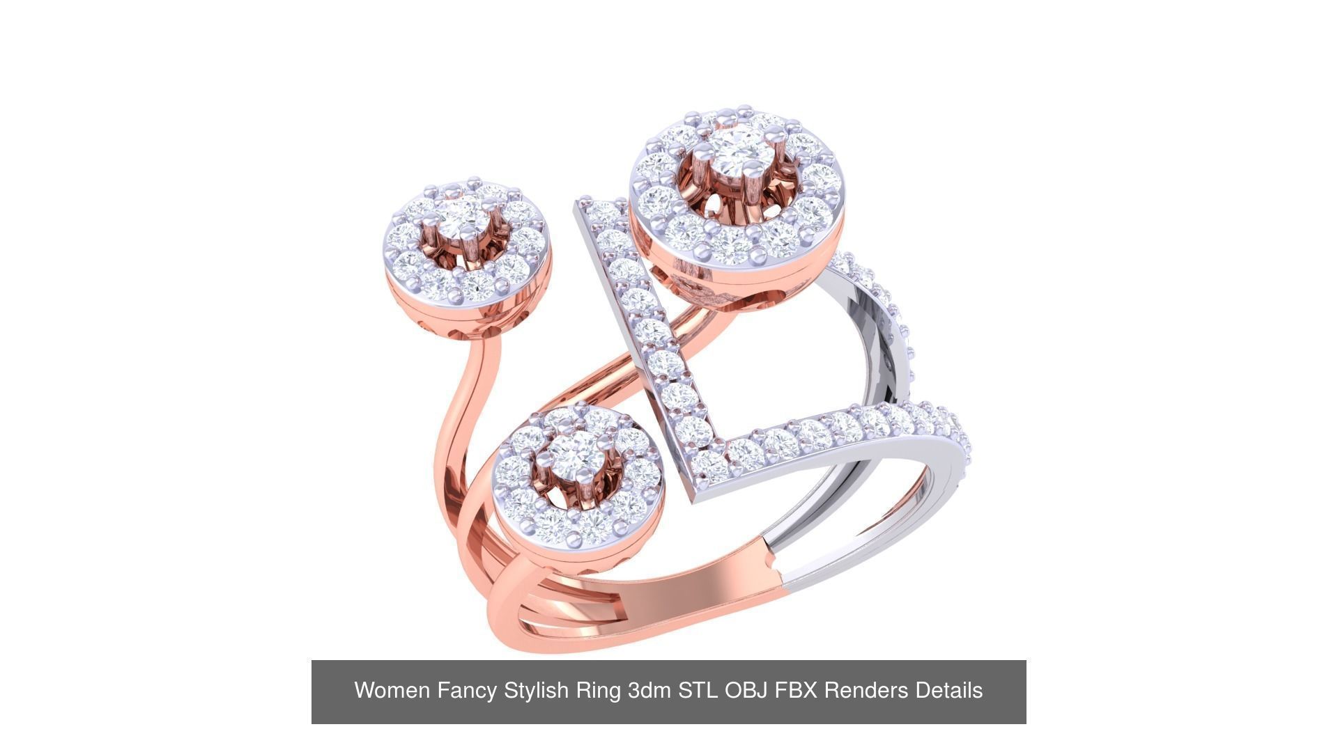 80 Fancy Stylish Ring 3dm STL OBJ FBX Renders Details Collection _75