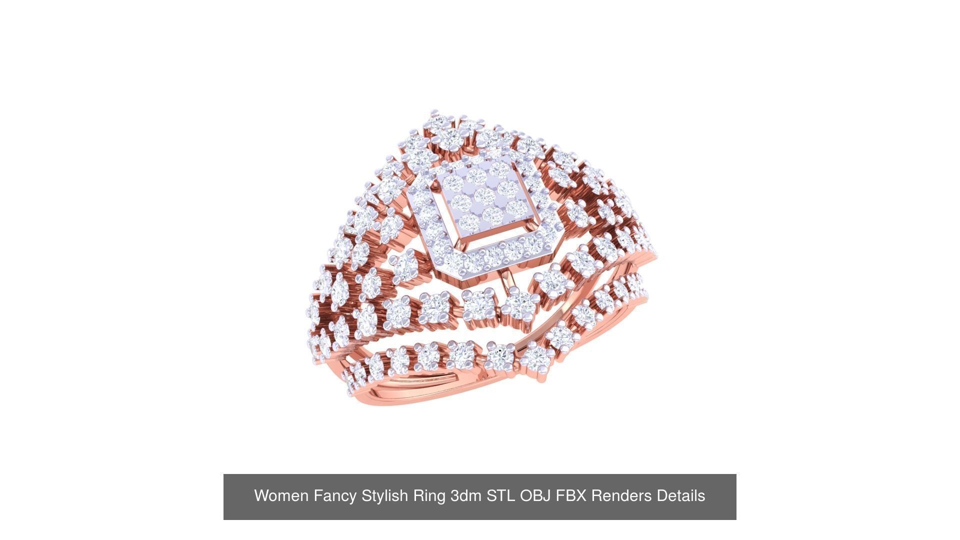 80 Fancy Stylish Ring 3dm STL OBJ FBX Renders Details Collection _20