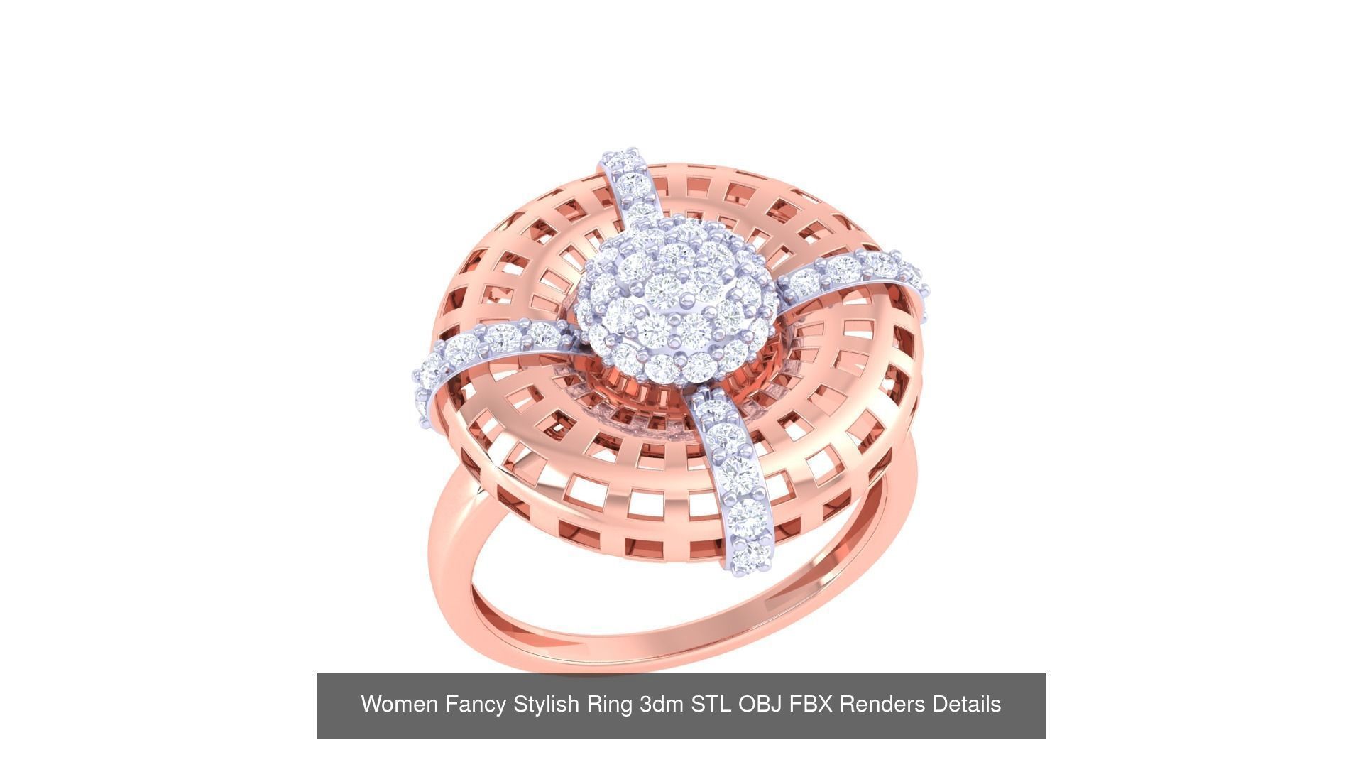 80 Fancy Stylish Ring 3dm STL OBJ FBX Renders Details Collection _84
